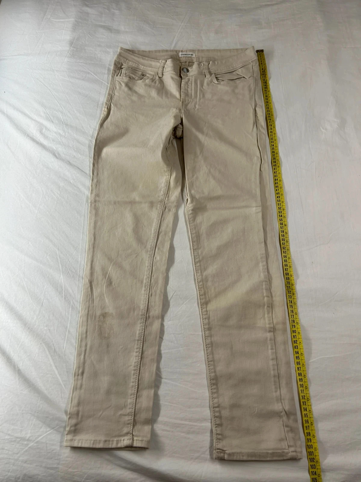 Jean cache cache beige crème